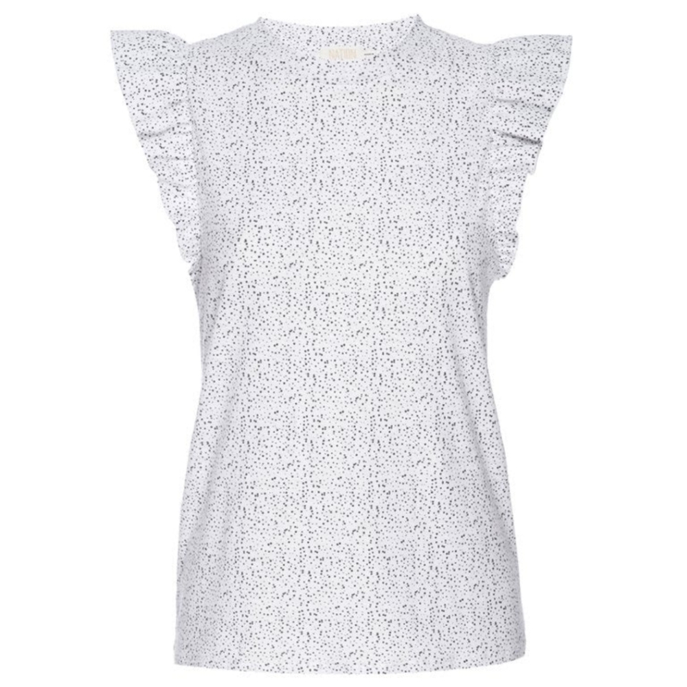 Nation Ltd white grey mini polka dot pattern top size large 100% cotton Small